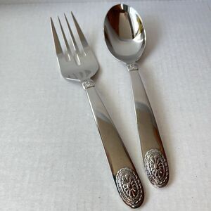 Ralph Lauren TELLURIDE Serving Spoon & Fork Stainless Steel Flatware Korea 1995